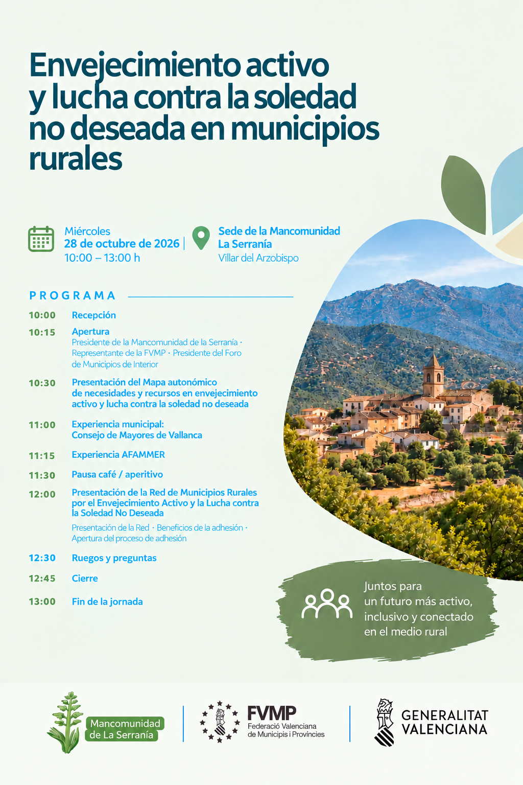 Jornada: Envejecimiento activo y lucha contra la soledad no deseada en municipios rurales